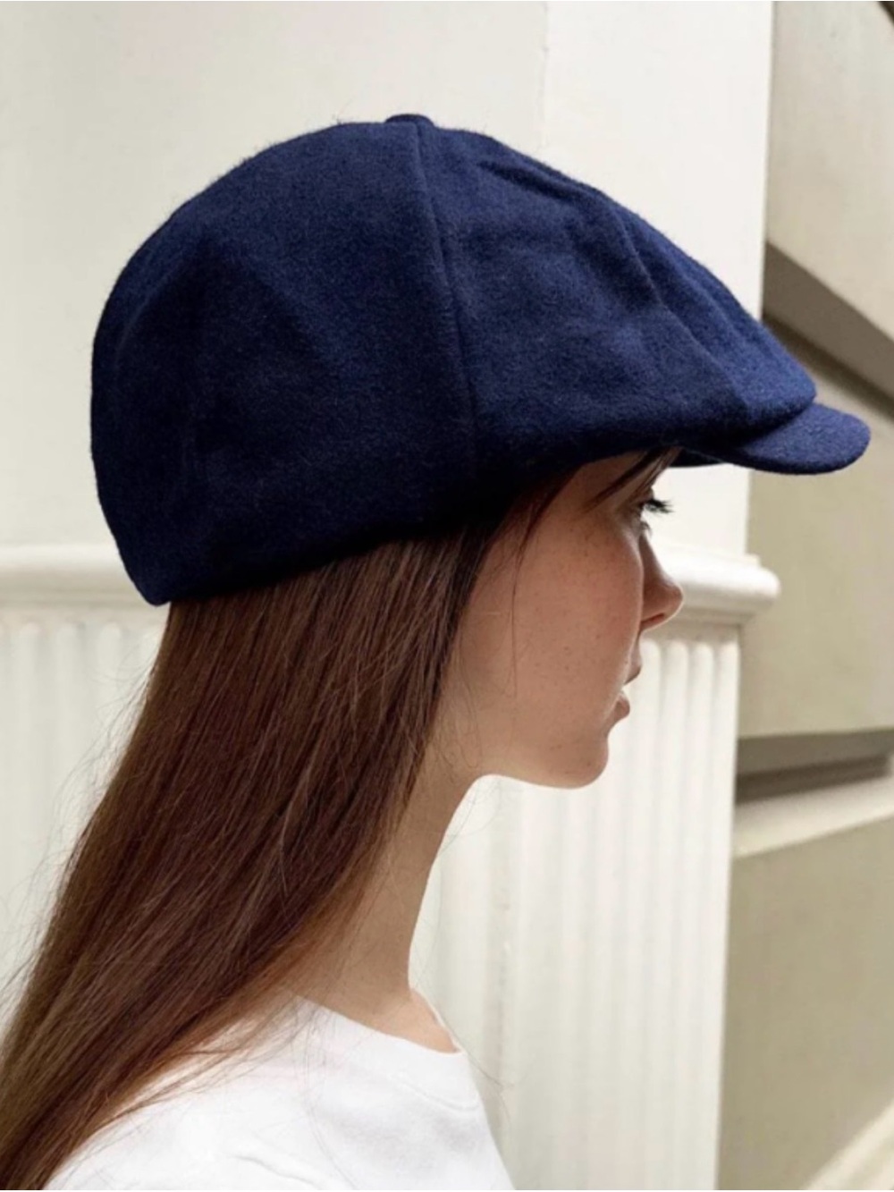 Brandy Melville Navy Wool Newsboy Style Cap